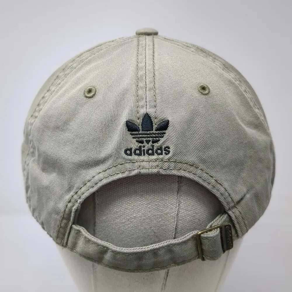 Adidas Baseball Cap Green One Size Cotton Trefoil Logo Strapback Curved Brim Hat